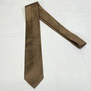 Stafford Basket Weave Brown Gold Black Polyester Necktie Classic Business Tie